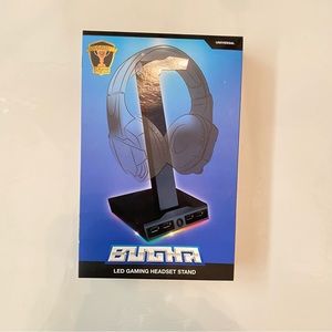 Bugha LED Gaming Headset Stand with 4 USB Connections Color Changing. New